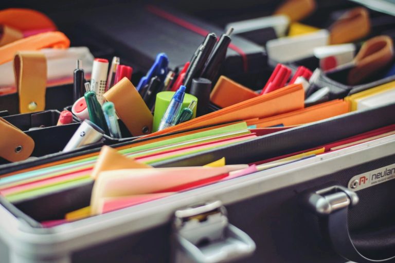 A large assortment of office supplies.