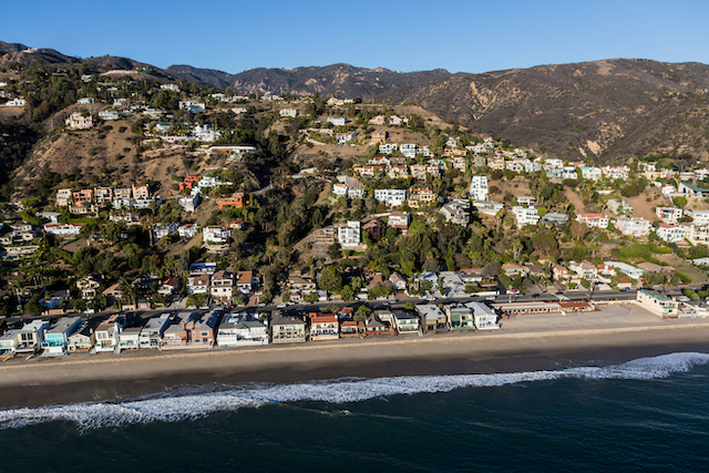 Malibu shoreline and hillside near Los Angeles